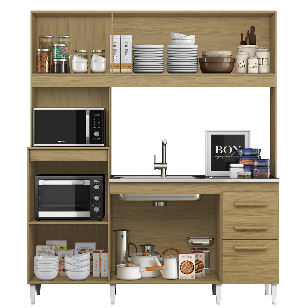 Kit Cozinha Compacta 7 Portas 2001590 Atacama Off White ARMoveis