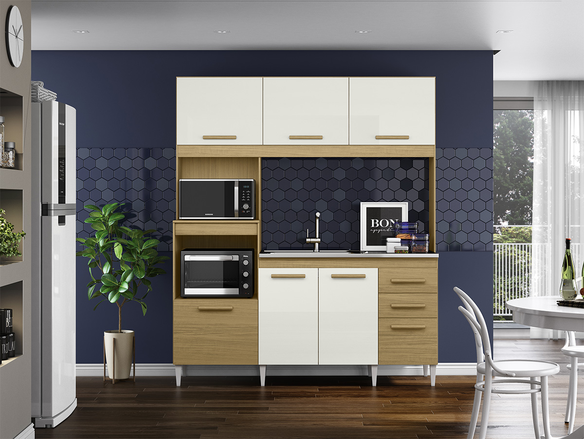 Kit Cozinha Compacta 7 Portas 2001590 Atacama Off White ARMoveis