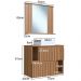 Kit Espelheira e Gabinete 70 cm Com Cuba Branca CJ1000 Mell FAEM