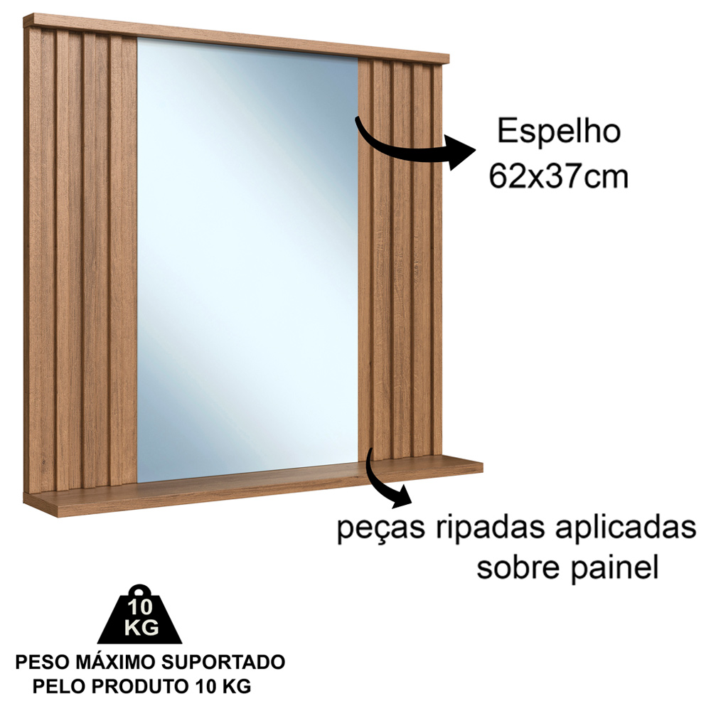 Kit Espelheira e Gabinete 70 cm Com Cuba Branca CJ1000 Mell FAEM