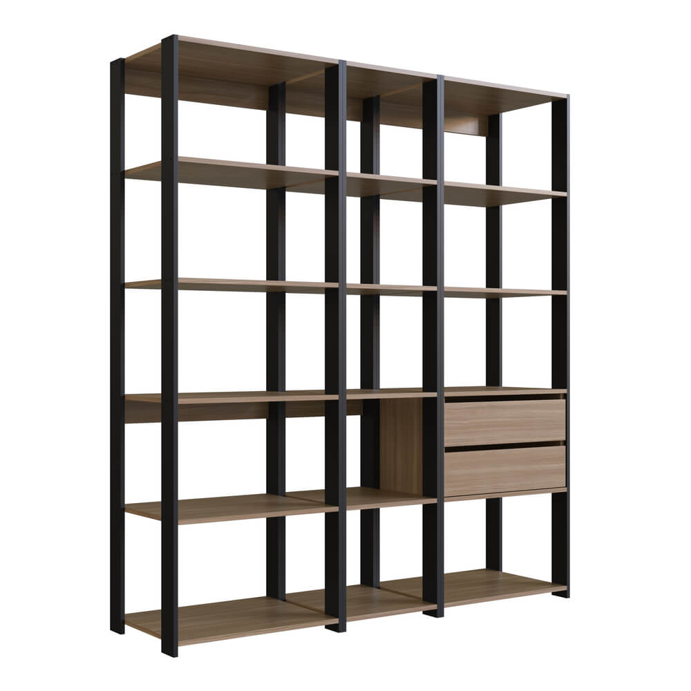 Kit Estante Livreiro 03 Pecas 183X160CM Preto Montana PRODDY