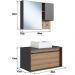 Kit Gabinete com Cuba e Espelheira 80cm Mel Grafite PRODDY