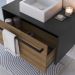 Kit Gabinete com Cuba e Espelheira 80cm Mel Grafite PRODDY