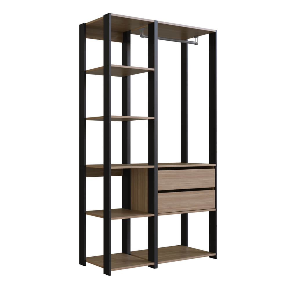 Kit Guarda Roupa Closet 02 Pecas 183X100cm Preto Montana PRODDY