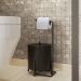 Kit Lixeira 6L Aluminio E Papeleira De Chão 5800 Lovell Preto DHom