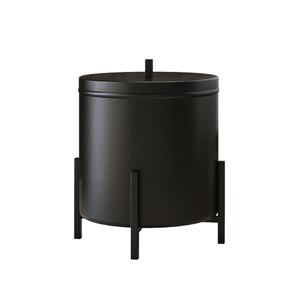Kit Porta Toalha Bancada E Lixeira 6L Lovell Preto Banheiro Cozinha DHom