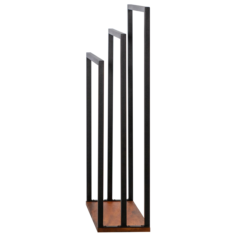 Kit Toalheiro De Piso E Papeleira Lovell Metal Peroba Preto Base Em Madeira DHom