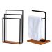 Kit Toalheiro E Porta Toalha Lovell Peroba Preto Base Madeira DHom