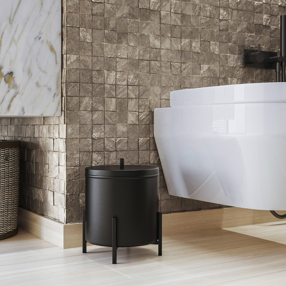 Lixeira 6 L Lovell Aluminio Banheiro Cozinha Lavabo Preto DHom