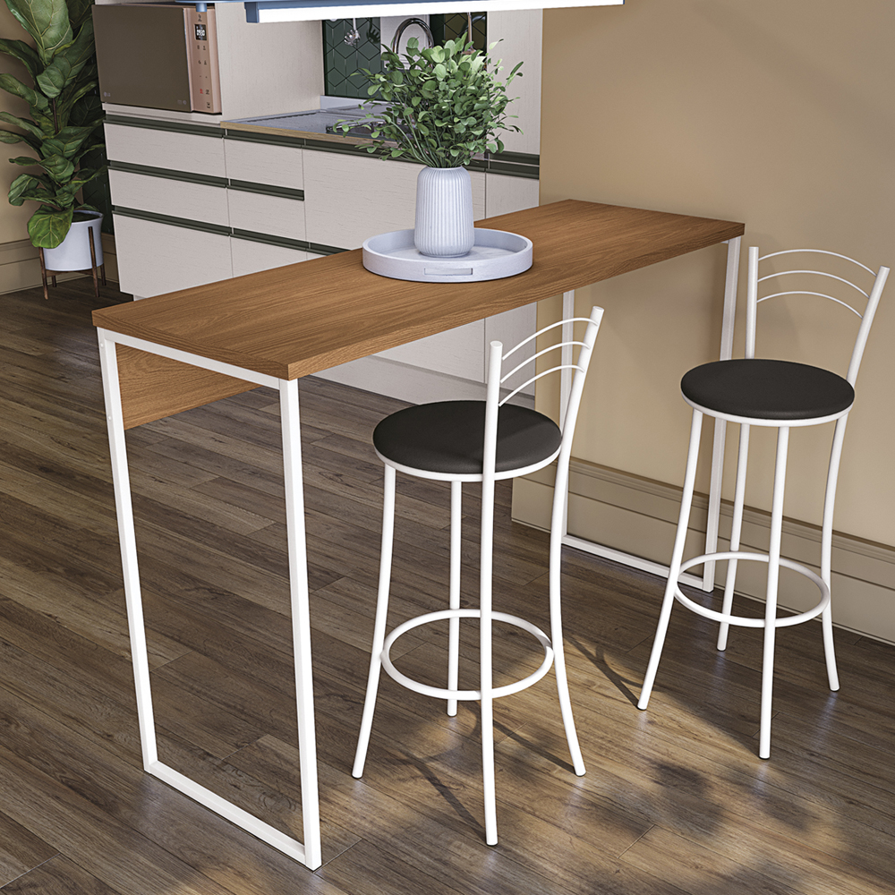 Mesa Bancada Alta Gourmet 136X91 LI043 Canela Branco KPB