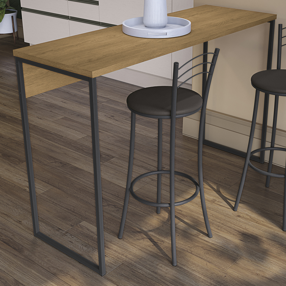 Mesa Bancada Alta Gourmet 136X91 LI043 Freijo Preto Fosco KPB