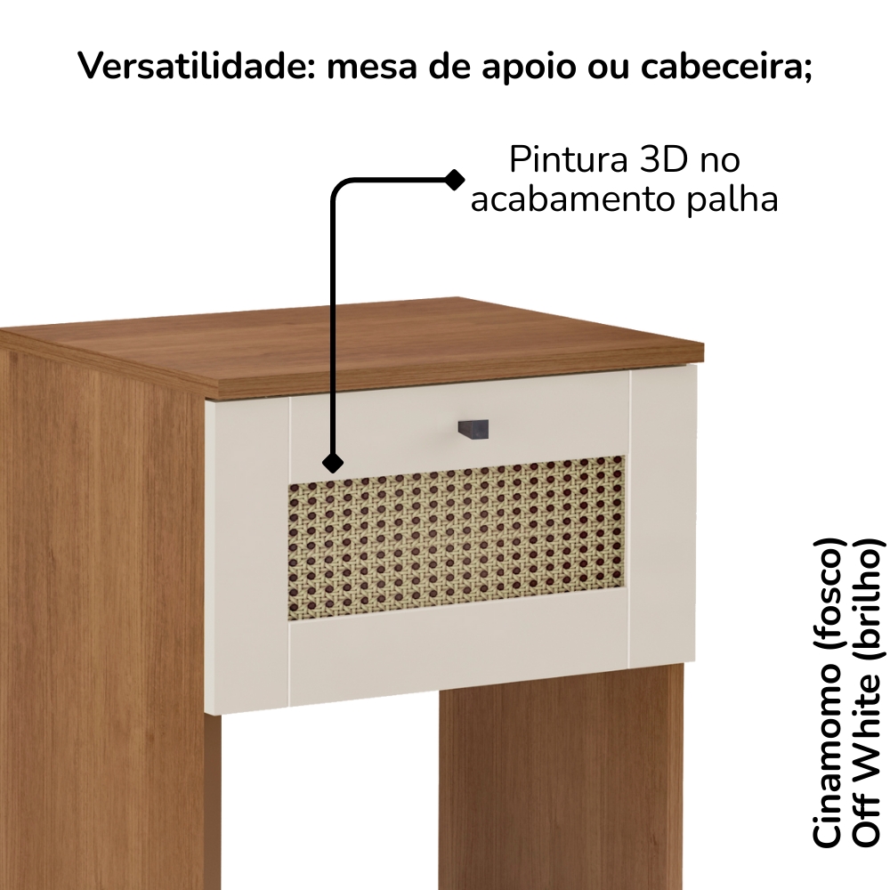 Mesa De Apoio 1 Gaveta 64 cm 4673 Cinamomo Off White ARLY
