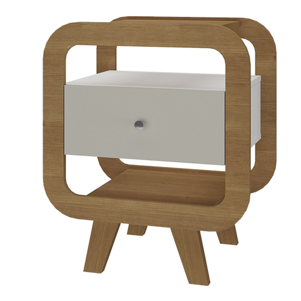 Mesa De Apoio 1 Gaveta 65 cm Porta USB Cinamomo Off White ARLY