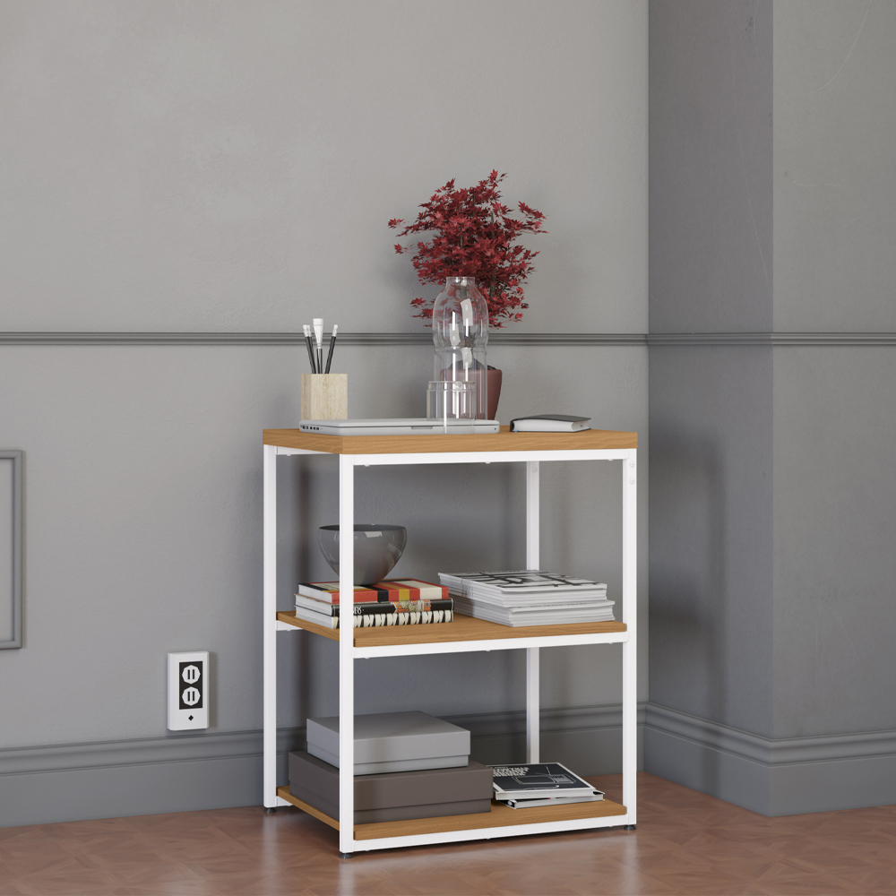 Mesa De Apoio Lateral 76 cm MDP LI004 Canela Branco KPB