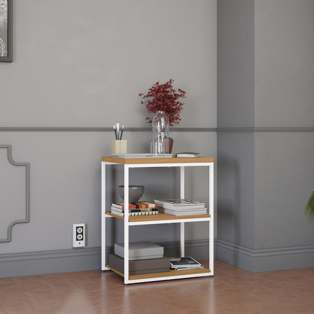 Mesa De Apoio Lateral 76 cm MDP LI004 Canela Branco KPB