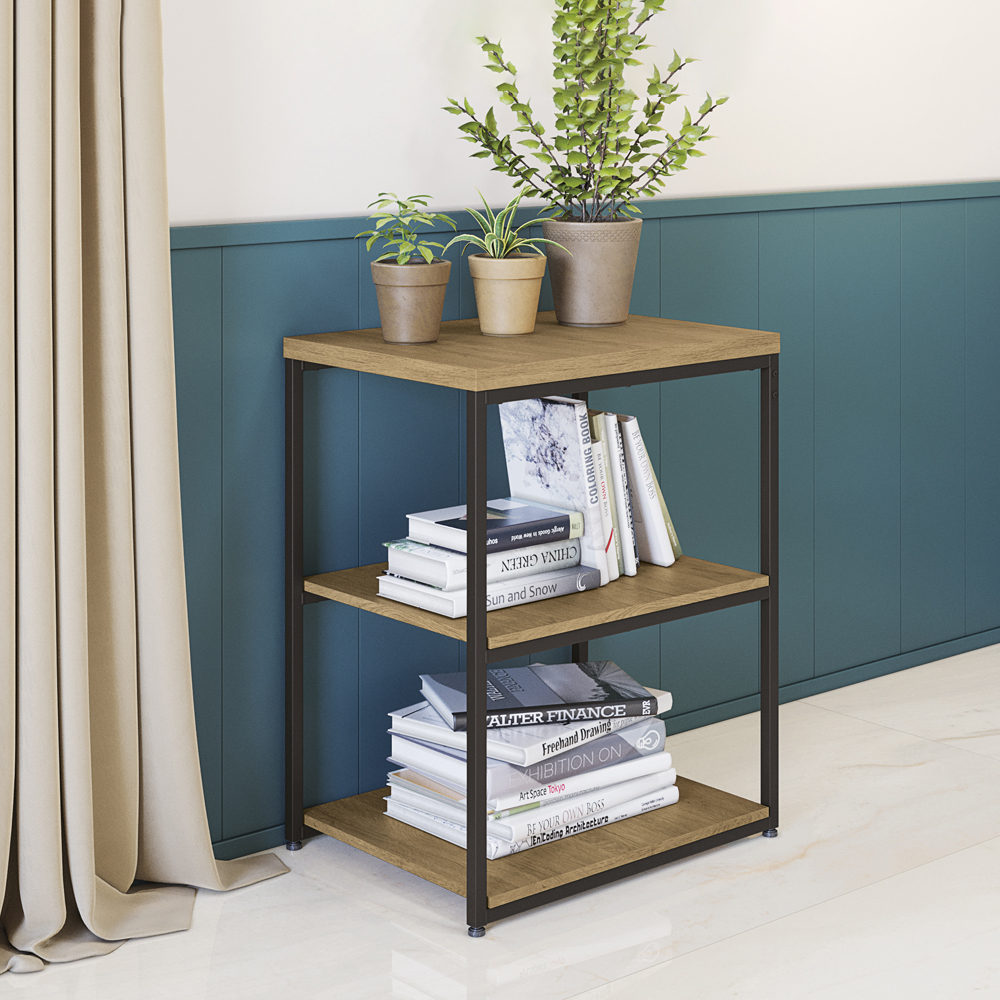 Mesa De Apoio Lateral 76 cm MDP LI004 Freijo Preto Fosco KPB
