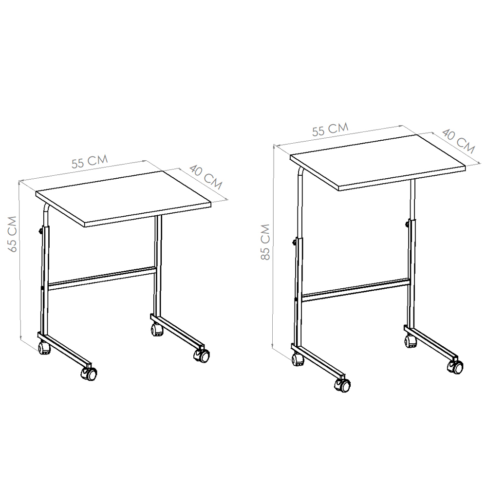 Mesa De Apoio Lateral Para Notebook Com Rodizios Preto Noce Oro PP