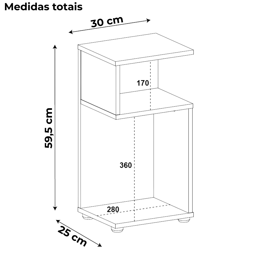 Mesa De Apoio Lateral Para Sala De Estar 59X30 cm Pinho ARLY