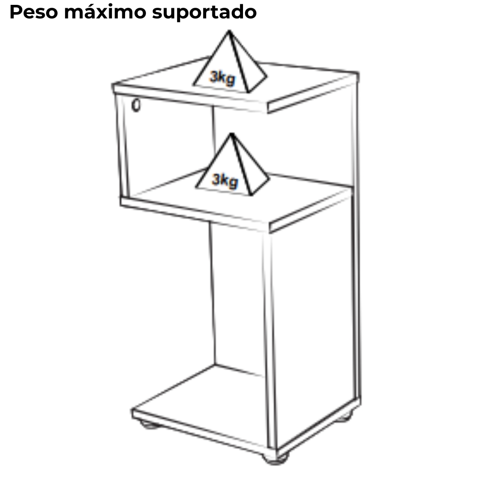 Mesa De Apoio Lateral Para Sala De Estar 59X30 cm Pinho ARLY