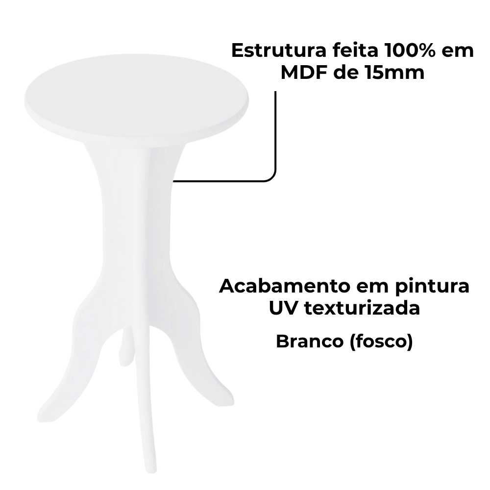 Mesa De Apoio MDF Sala De Estar 51X30 cm Branco ARLY