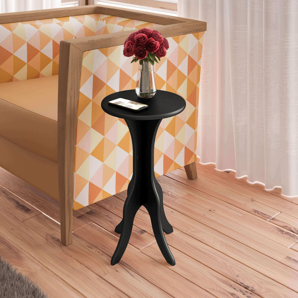 Mesa De Apoio MDF Sala De Estar 51X30 cm Preto ARLY