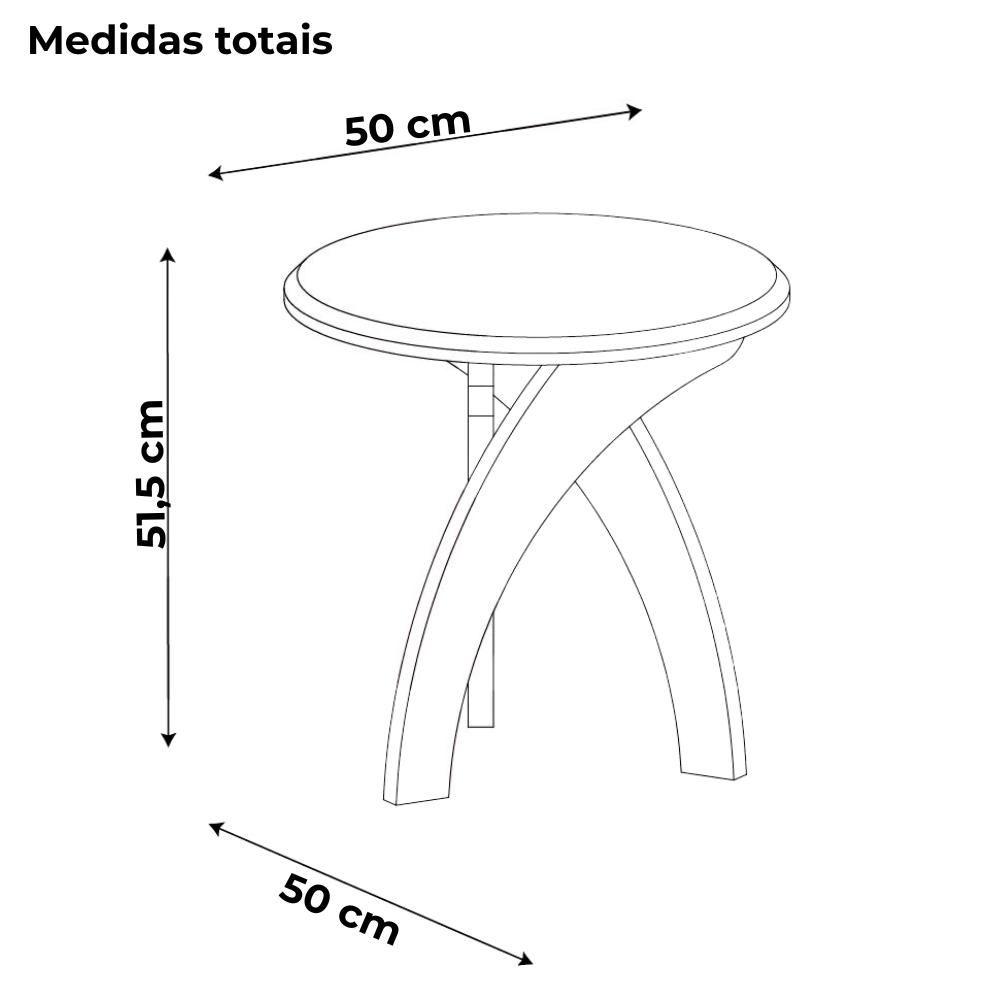 Mesa De Apoio Para Sala De Estar 51X50 cm Off White Pinho ARLY
