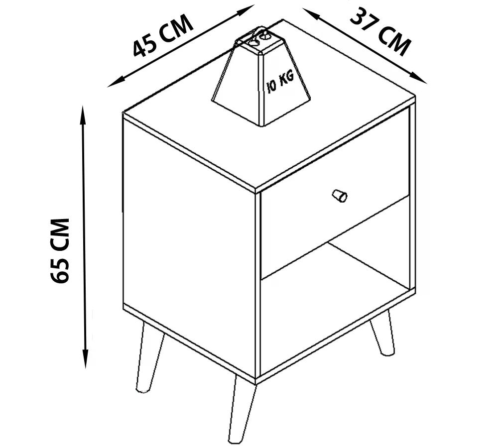 Mesa De Cabeceira 01 Gaveta RE001 Branco Mel PP Milani Store