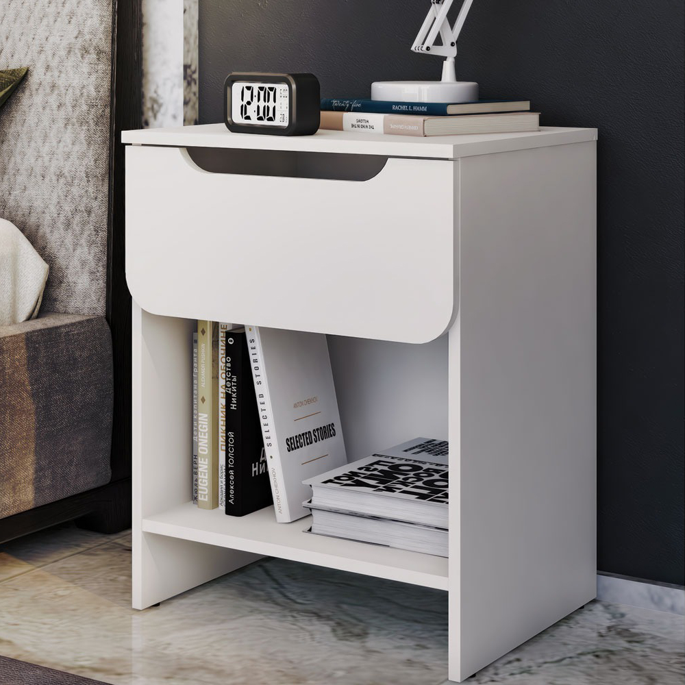 Mesa De Cabeceira 1 Gaveta 48 cm DM126 Branco Dtall