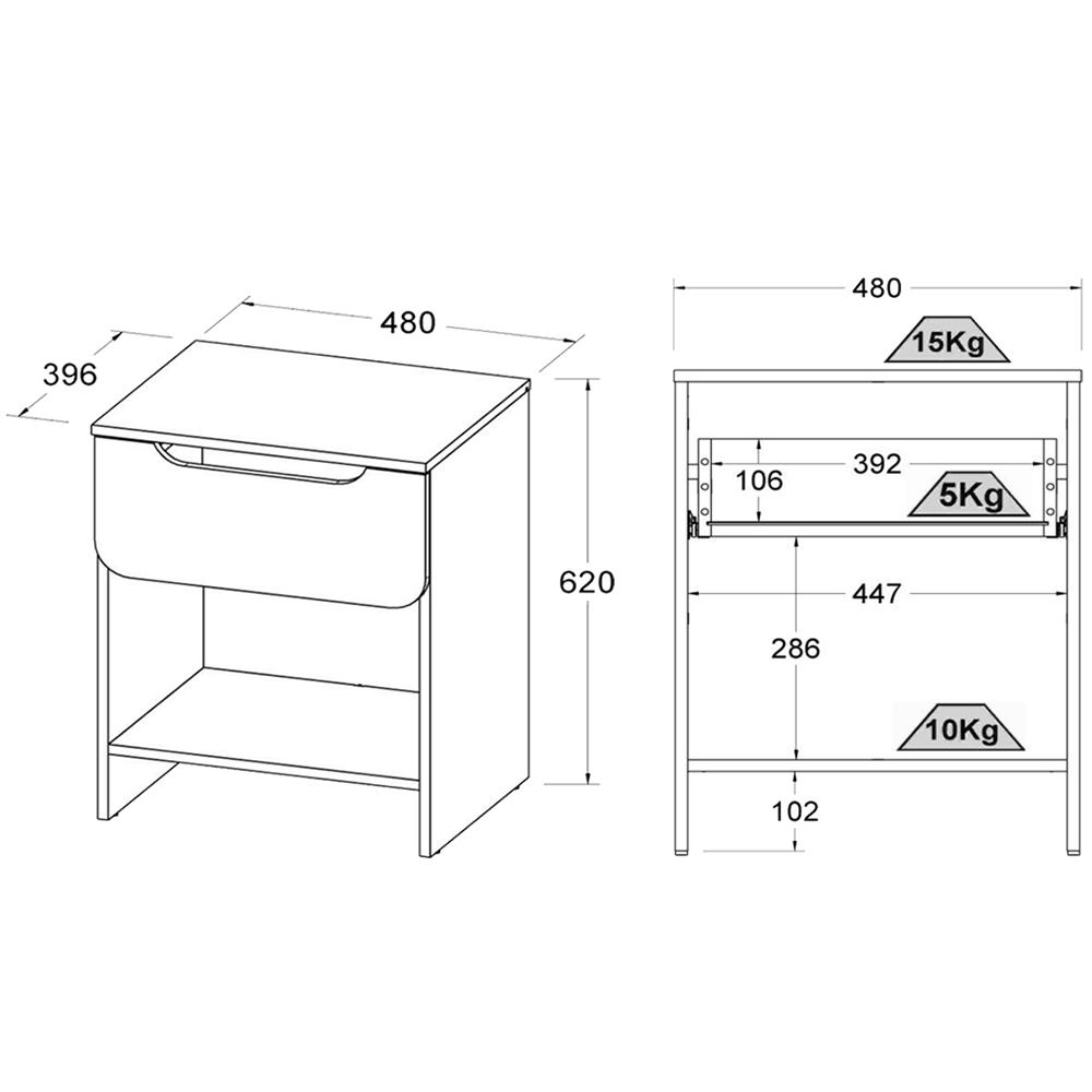 Mesa De Cabeceira 1 Gaveta 48 cm DM126 Branco Dtall