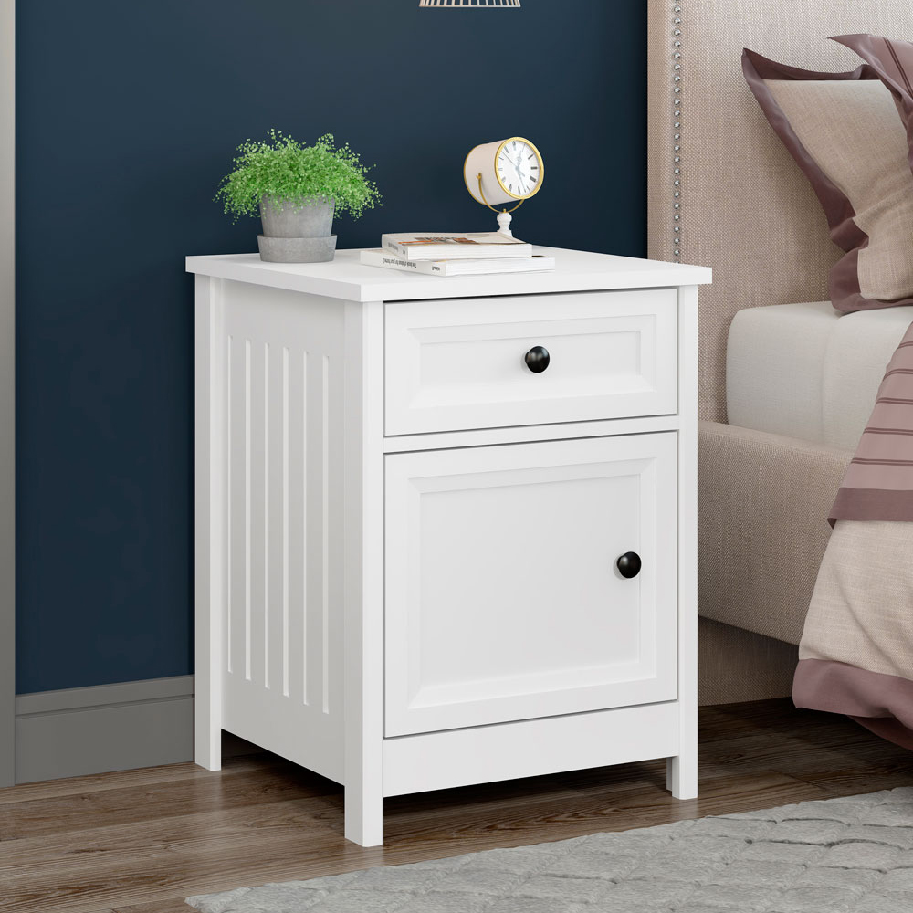 Mesa De Cabeceira 1 Porta 1 Gaveta 45 cm DM112 Branco Dtall