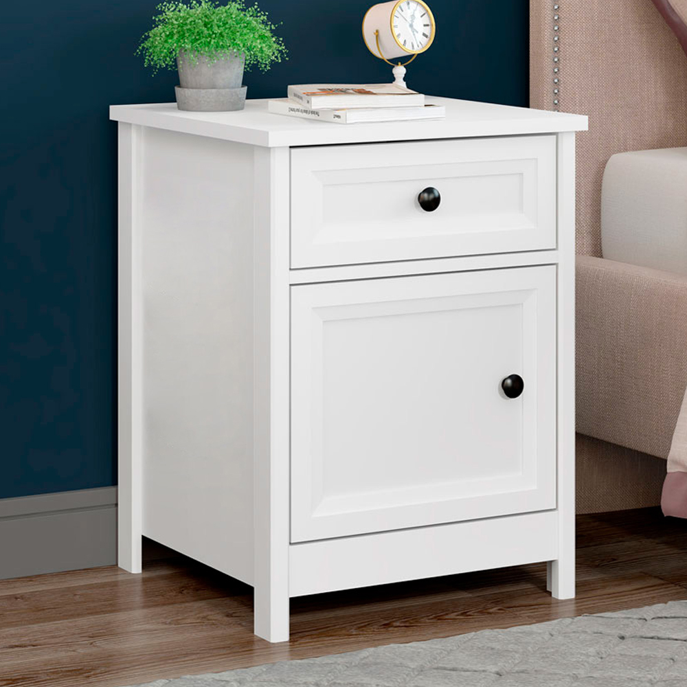 Mesa De Cabeceira 1 Porta 1 Gaveta 45 cm DM112 Branco Dtall