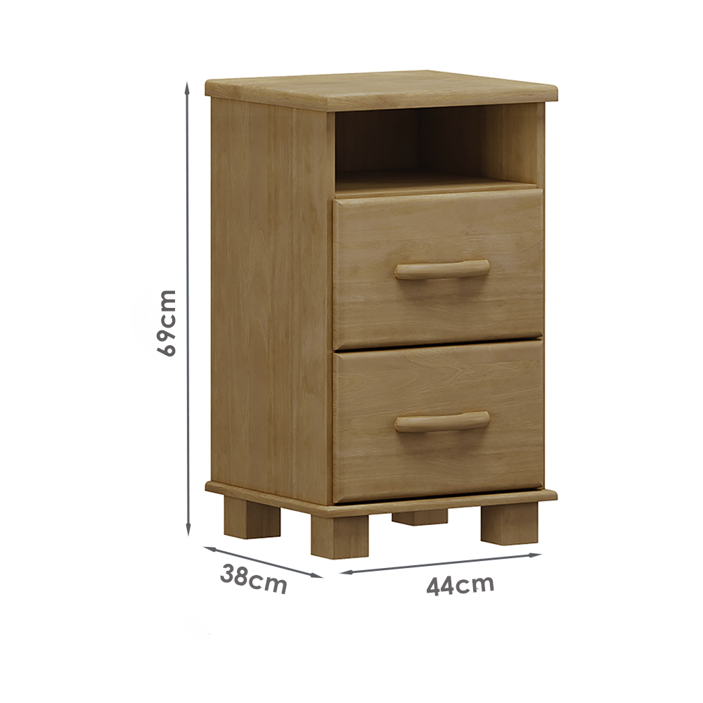 Mesa De Cabeceira 2 Gav Madeira Maciça 44 cm 2249 Freijo Milani Store