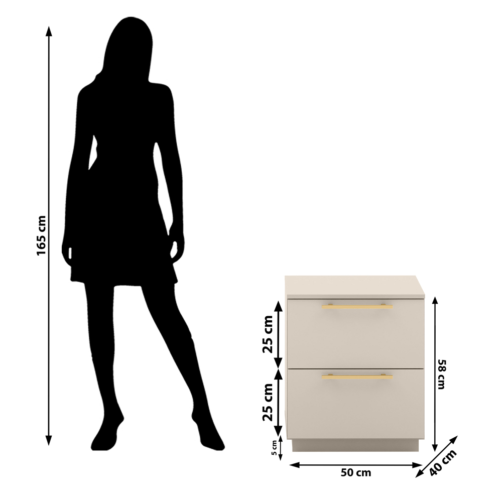 Mesa De Cabeceira 2 Gavetas 50 cm DUB 50019 Fendi VLR