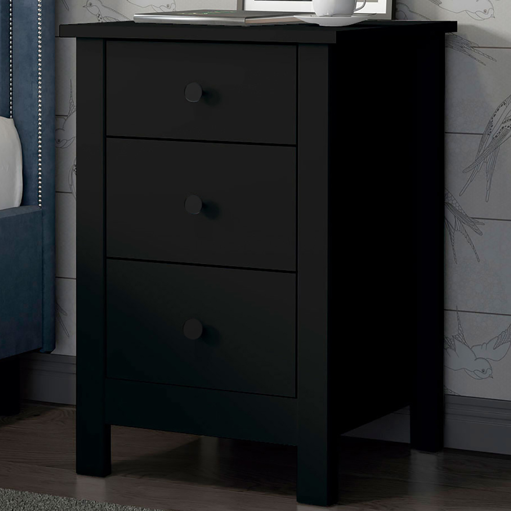 Mesa De Cabeceira 3 Gavetas 40 cm DM113 Preto Dtall