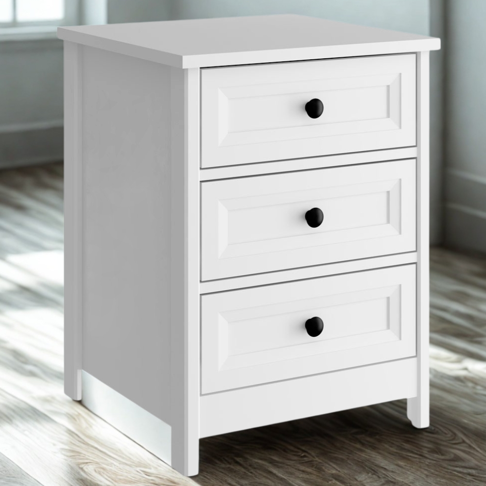 Mesa De Cabeceira 3 Gavetas 45 cm DM111 Branco Dtall