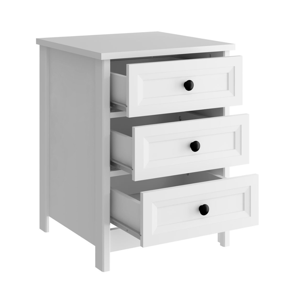 Mesa De Cabeceira 3 Gavetas 45 cm DM111 Branco Dtall