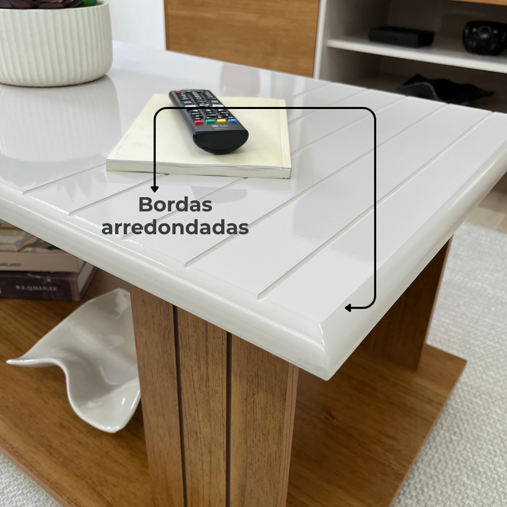 Mesa De Centro 100X50 cm Com Rodizios Cinamomo Off White ARLY