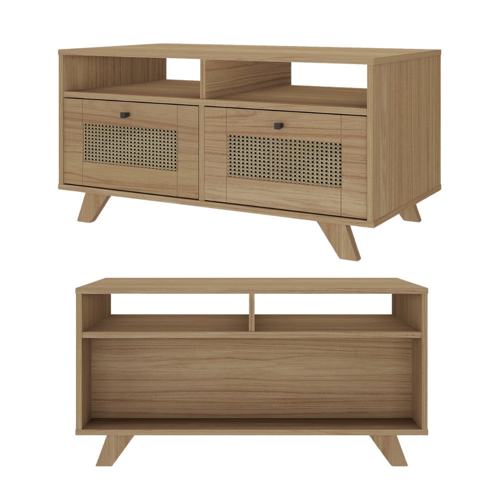 Mesa De Centro 2 Gavetas 91 cm MDF 4639 Carvalho ARLY