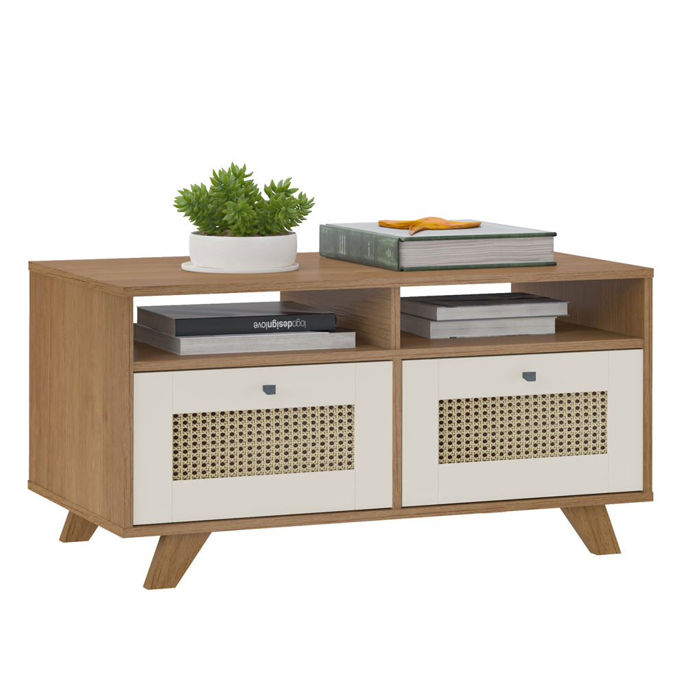 Mesa De Centro 2 Gavetas 91 cm MDF 4672 Cinamomo Off White ARLY