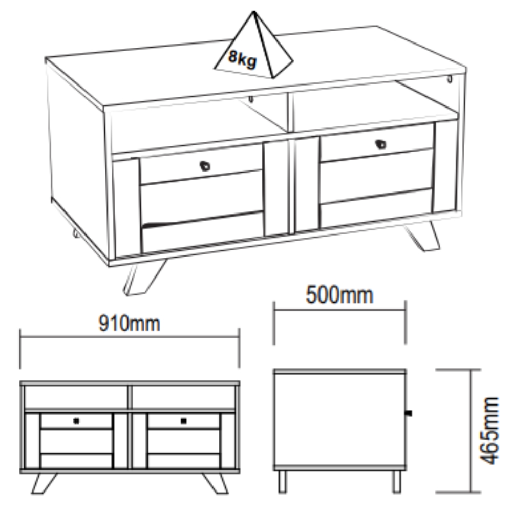 Mesa De Centro 2 Gavetas 91 cm MDF 4672 Cinamomo Off White ARLY