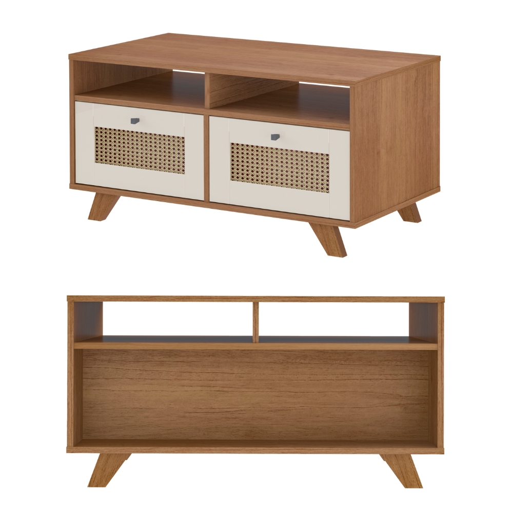 Mesa De Centro 2 Gavetas 91 cm MDF 4672 Cinamomo Off White ARLY