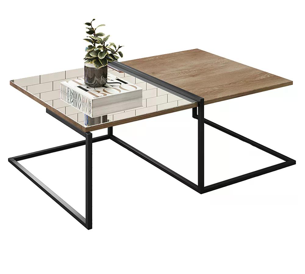 Mesa De Centro Espelhada Estilo Industrial Class Demoliçao Preto Milani Store