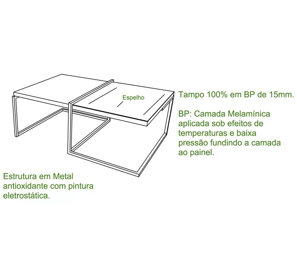 Mesa De Centro Espelhada Estilo Industrial Class Demoliçao Preto Milani Store
