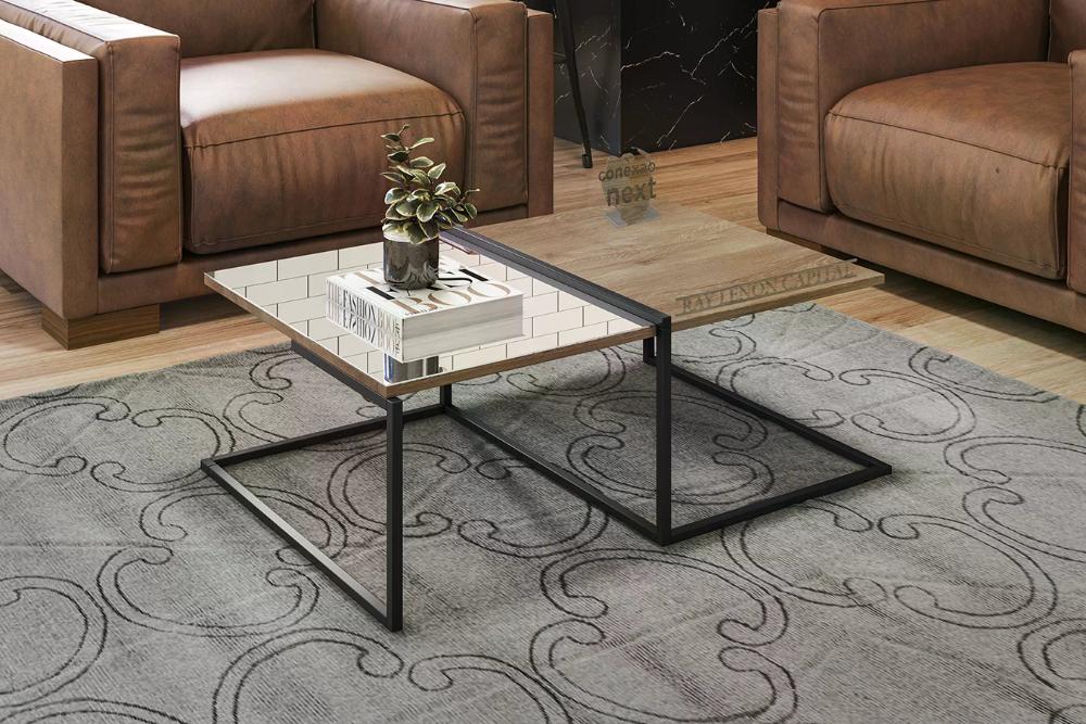 Mesa De Centro Espelhada Estilo Industrial Class Demoliçao Preto Milani Store