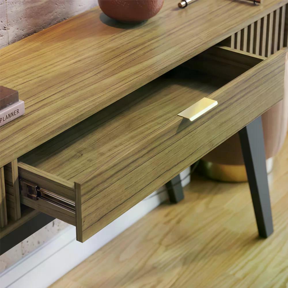 Mesa De Centro Jeri E Aparador Riveira Para Sala Noce Milano Preto CLB