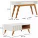 Mesa De Centro Jeri E Aparador Riveira Para Sala Off White Freijo CLB
