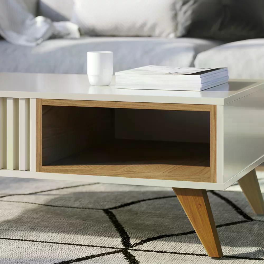 Mesa De Centro Para Sala Jeri Off White Freijo CLB