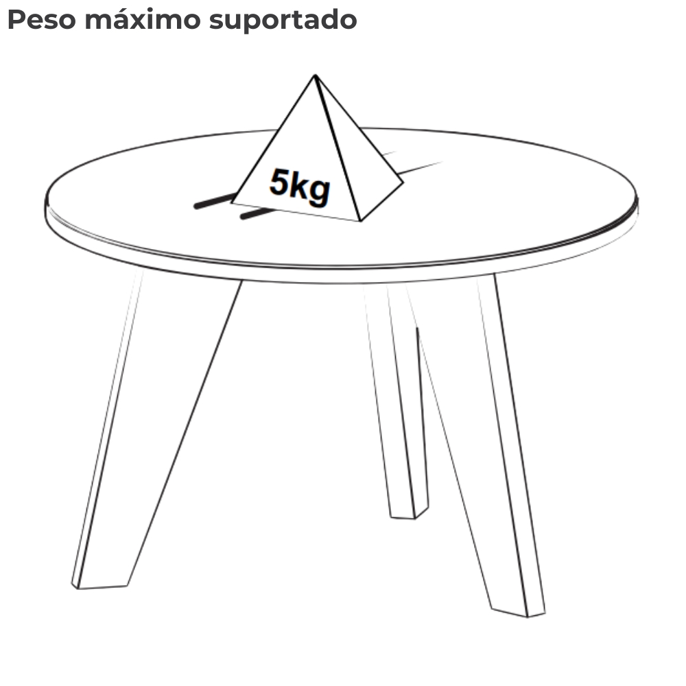 Mesa De Centro Redonda Com Espelho 59X38 cm Preto ARLY
