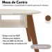 Mesa De Centro Tampo Oval 2 Nichos 100 cm Off White Cedro ARLY