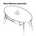 Mesa De Centro Tampo Oval 2 Nichos 100 cm Pinho Preto ARLY